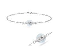 White Pearl Cover by Leaf Silver Bracelet BRS-217